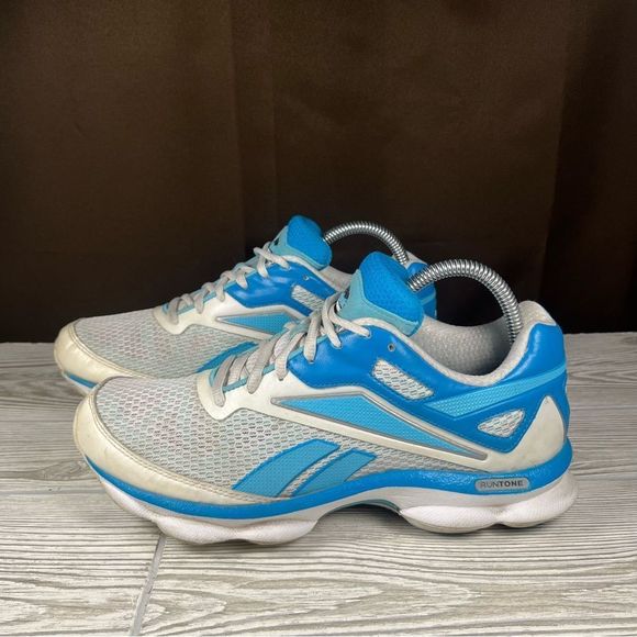 Reebok Runtone White Blue Running Shoe Athletic Sneaker Womens 8.5 - Picture 3 of 8